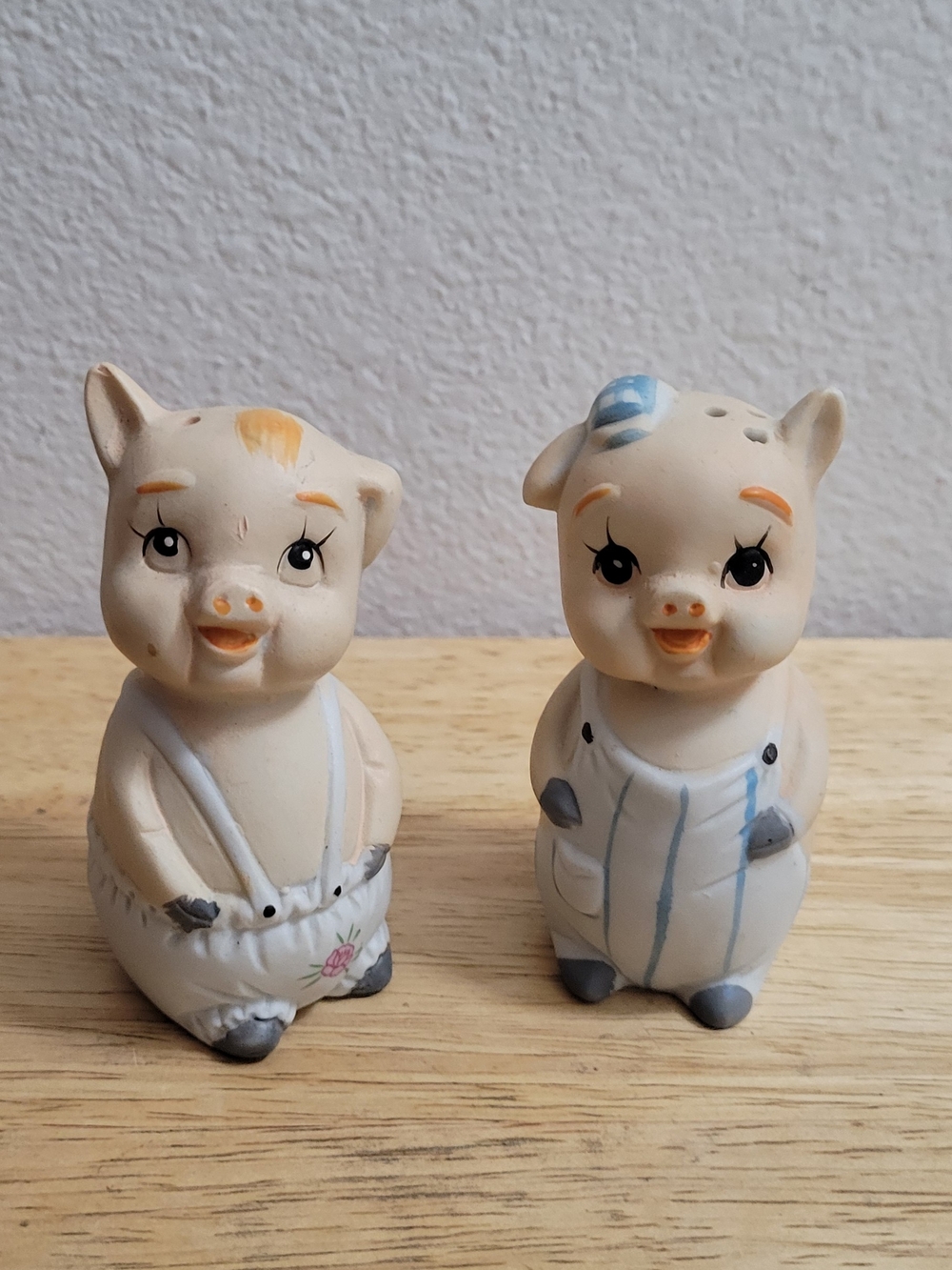 Vintage Cream Bisque Pig Salt and Pepper Shakers Set